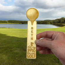 Load image into Gallery viewer, Bookmark - PERSONALIZED Just a girl who loves golf - Birch wood