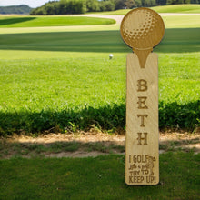 Load image into Gallery viewer, Bookmark - PERSONALIZED I Golf like a girl Try to Keep Up - Birch wood