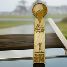 Load image into Gallery viewer, Bookmark - Worlds okayest golfer - birch wood