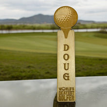 Load image into Gallery viewer, Bookmark - PERSONALIZED Worlds okayest golfer - birch wood