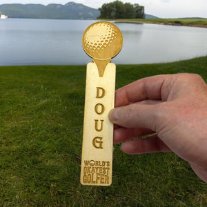 Bookmark - PERSONALIZED Worlds okayest golfer - birch wood