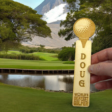 Load image into Gallery viewer, Bookmark - PERSONALIZED Worlds okayest golfer - birch wood