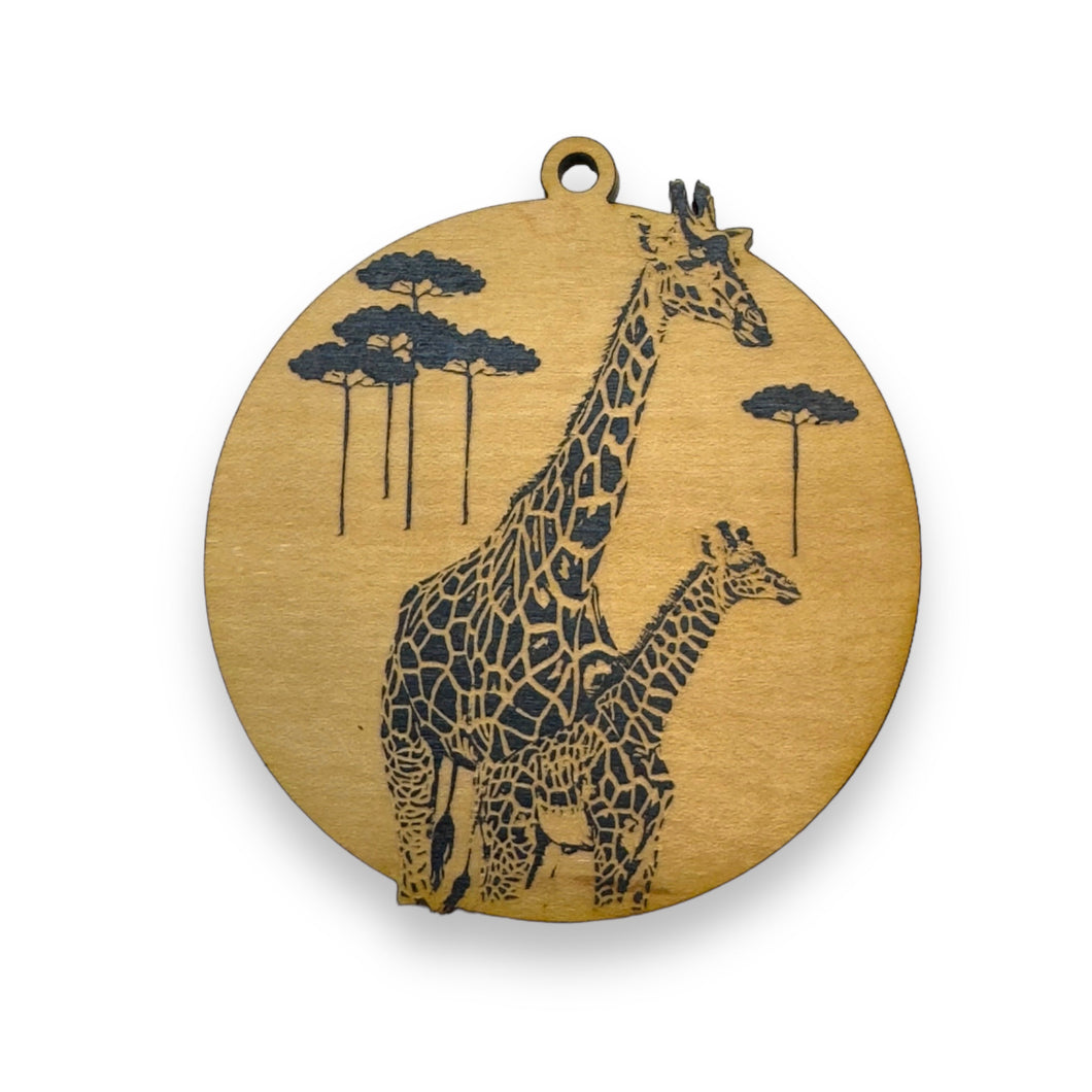 Ornament - Black - Giraffe and Baby