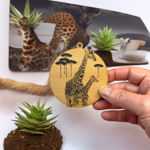 Ornament - Black - Giraffe and Baby