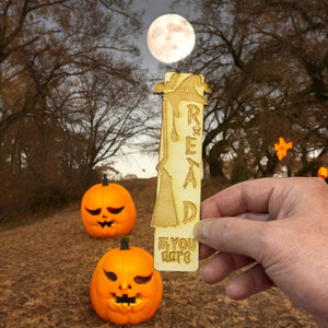 Bookmark - Read if you Dare - Halloween birch wood