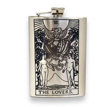 Load image into Gallery viewer, 8oz - The Lovers Tarot Card - SS Flask