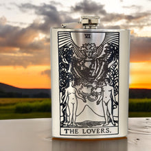 Load image into Gallery viewer, 8oz - The Lovers Tarot Card - SS Flask