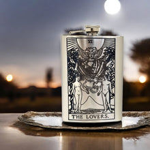 Load image into Gallery viewer, 8oz - The Lovers Tarot Card - SS Flask