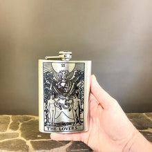 Load image into Gallery viewer, 8oz - The Lovers Tarot Card - SS Flask