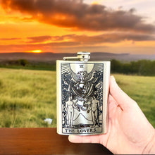 Load image into Gallery viewer, 8oz - The Lovers Tarot Card - SS Flask