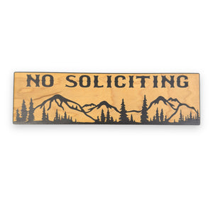 No Soliciting Mountain Scene - BLACK Sign 4"x12"