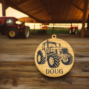 Ornament - Black - PERSONALIZED Farm Tractor