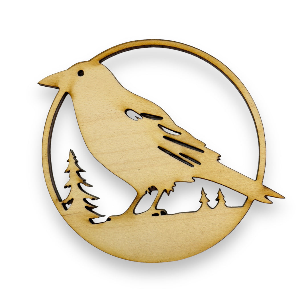 Ornament - Crow Raven Raw wood