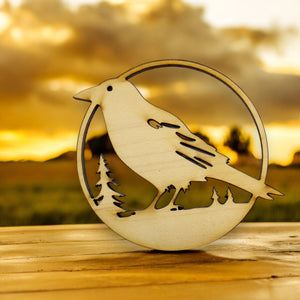 Ornament - Crow Raven Raw wood