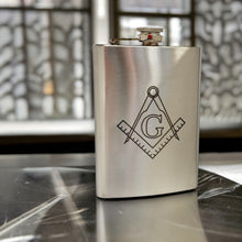 Load image into Gallery viewer, 8oz Freemason Stainless Steel Flask