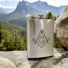 Load image into Gallery viewer, 8oz Freemason Stainless Steel Flask