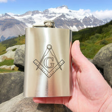 Load image into Gallery viewer, 8oz Freemason Stainless Steel Flask