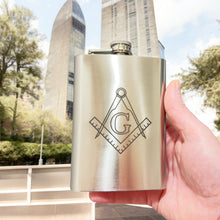 Load image into Gallery viewer, 8oz Freemason Stainless Steel Flask