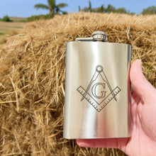 Load image into Gallery viewer, 8oz Freemason Stainless Steel Flask