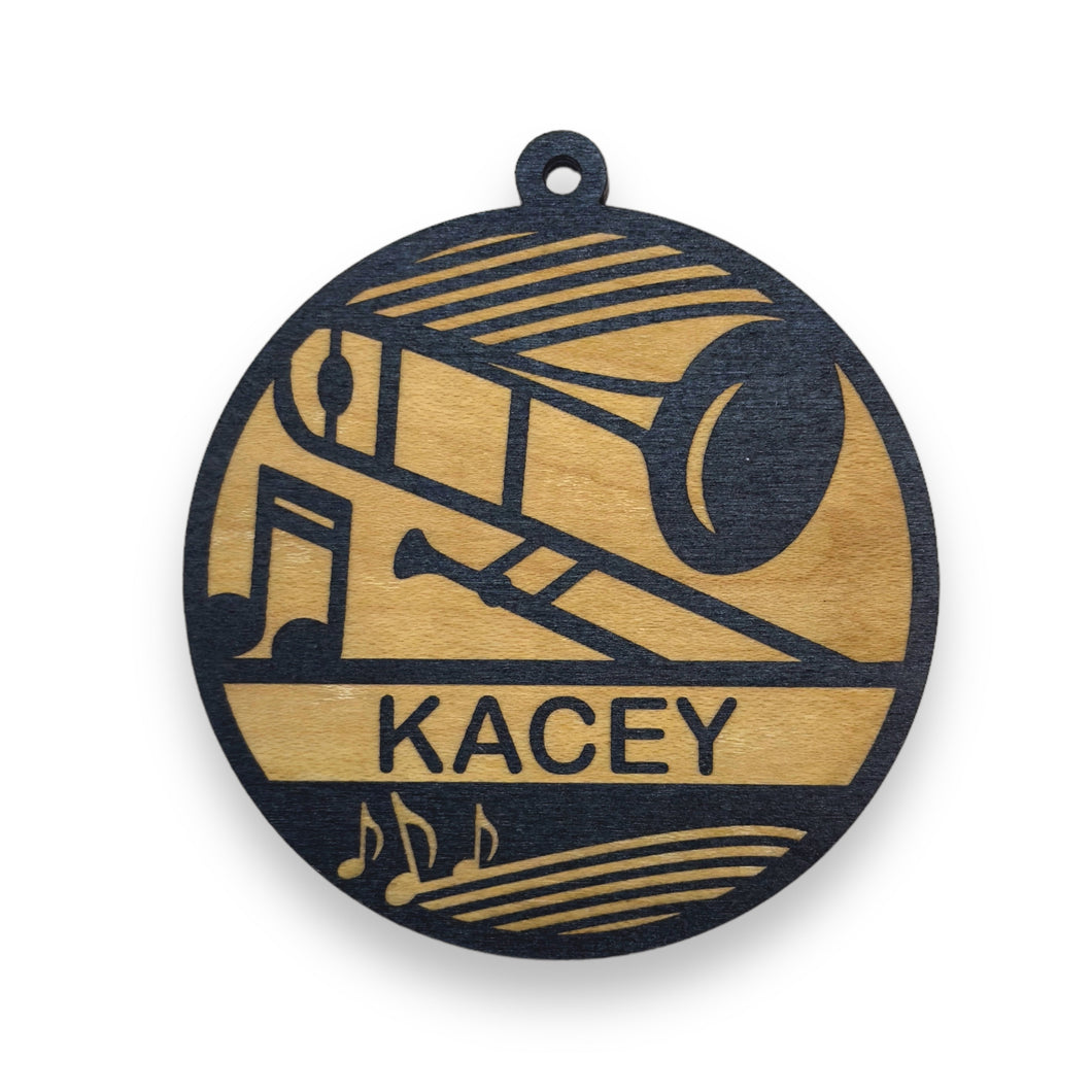 Ornament - Black - PERSONALIZED Trombone