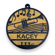 Load image into Gallery viewer, Ornament - Black - PERSONALIZED Trumpet