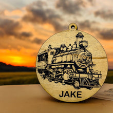 Load image into Gallery viewer, Ornament - Black - PERSONALIZED Steampunk Train