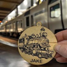 Load image into Gallery viewer, Ornament - Black - PERSONALIZED Steampunk Train