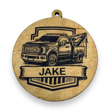 Load image into Gallery viewer, Ornament - Black - PERSONALIZED Tow Truck Wrecker