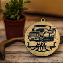 Load image into Gallery viewer, Ornament - Black - PERSONALIZED Tow Truck Wrecker