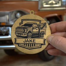 Load image into Gallery viewer, Ornament - Black - PERSONALIZED Tow Truck Wrecker