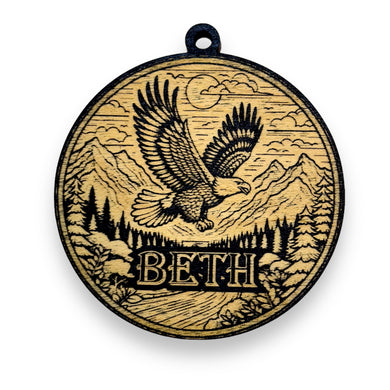 Ornament - Black - PERSONALIZED Flying Eagle