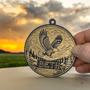 Ornament - Black - PERSONALIZED Flying Eagle