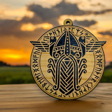 Load image into Gallery viewer, Ornament - Black - Odin Helm Viking Symbol