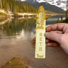 Load image into Gallery viewer, Bookmark - PERSONALIZED Trout - birch wood