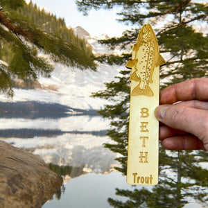 Bookmark - PERSONALIZED Trout - birch wood