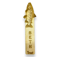 Load image into Gallery viewer, Bookmark - PERSONALIZED Trout - birch wood