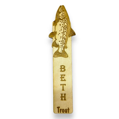 Bookmark - PERSONALIZED Trout - birch wood