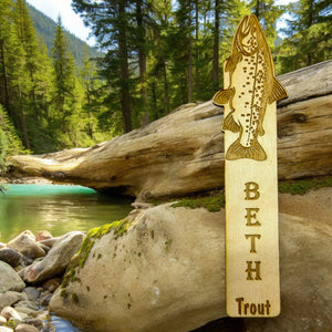 Bookmark - PERSONALIZED Trout - birch wood