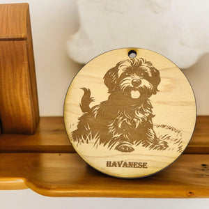 Ornament - Havanese Dog Raw Wood