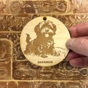 Ornament - Havanese Dog Raw Wood