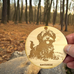 Ornament - Havanese Dog Raw Wood