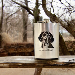 8oz I love my Beagle Stainless Stainless Steel Flask