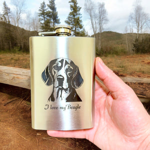 8oz I love my Beagle Stainless Stainless Steel Flask