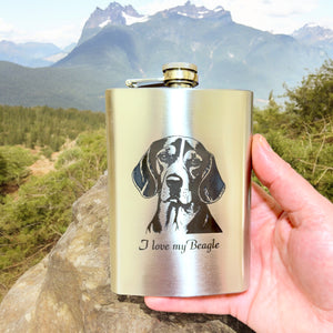 8oz I love my Beagle Stainless Stainless Steel Flask