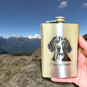 8oz I love my Beagle Stainless Stainless Steel Flask