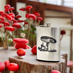 8oz - Mushroom 2 - Stainless Steel Flask