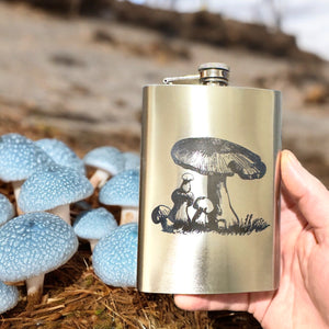 8oz - Mushroom 2 - Stainless Steel Flask