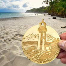 Load image into Gallery viewer, Ornament - Worlds most awesome Lighthouse Keeper Raw Wood