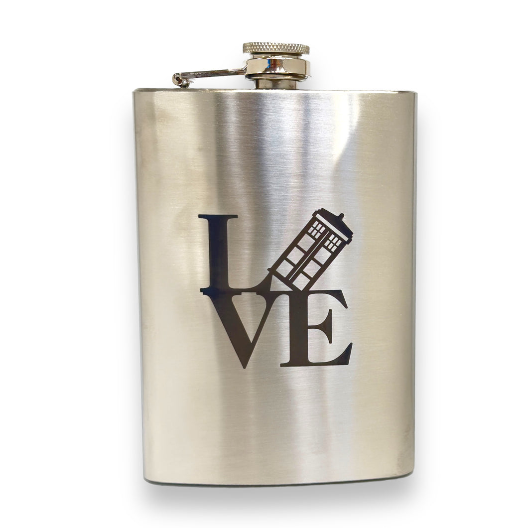 8oz Geek Love Collection - Police Call Box Stainless Steel Flask