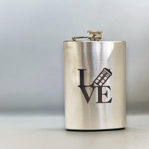 8oz Geek Love Collection - Police Call Box Stainless Steel Flask